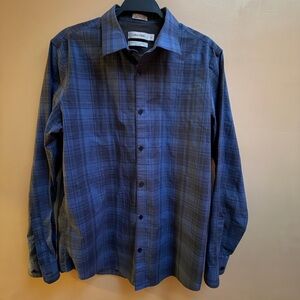 Calvin Klein Men's Navy Checkered Shirt